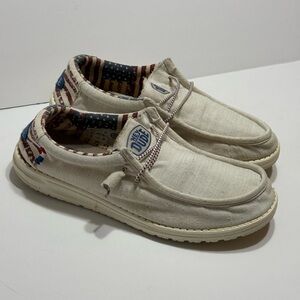 Hey Dude Wally Off-White Patriotic Loafers Slip On Shoes Men’s Sz 11